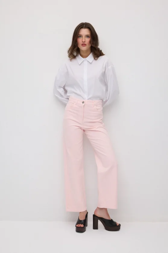 5 Cepli Boru Paça Denim Pantolon - Pembe - 4