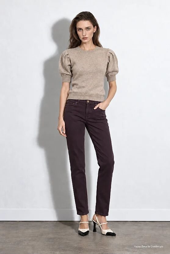 5 Cepli Kanvas Slim Pantolon - Kahverengi - Gusto