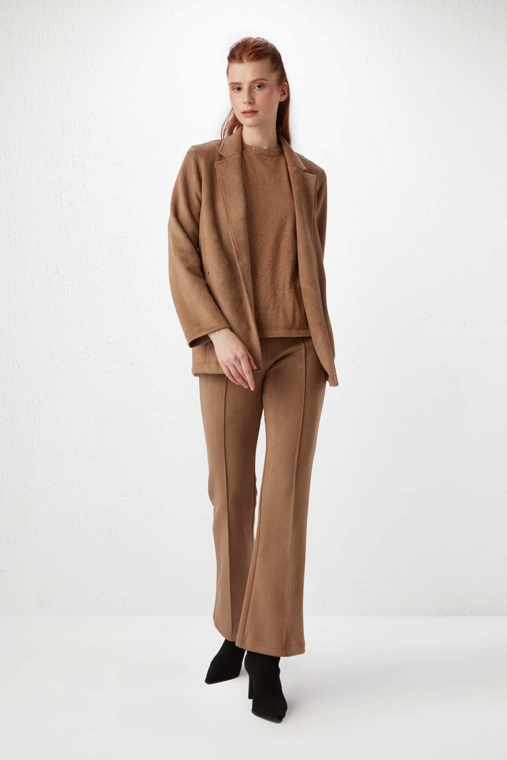 Brown Faux Suede Skinny Trousers - Matalan