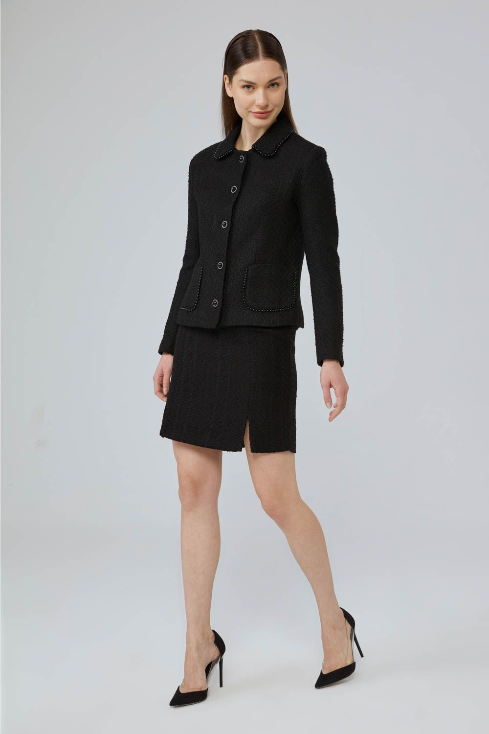 Jacket Skirt Suit - Black