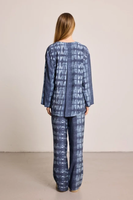 Butterfly Collection Tie-Dye Kimono Trousers - Blue - 2