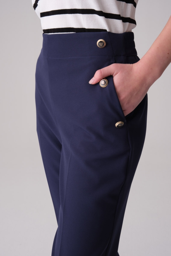 Düğme Detaylı Pantolon Ceket Takım - Lacivert - 3