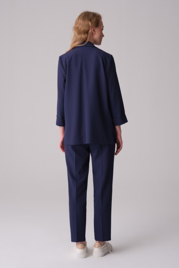 Relaxed Fit Jacket Pants Set - Navy Blue - 3