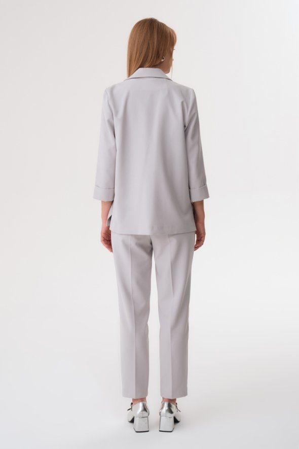Relaxed Fit Jacket and Pants Suit - Grey - 3