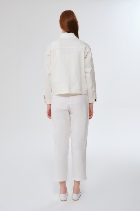 Denim Jacket and Pants Set - White - 3