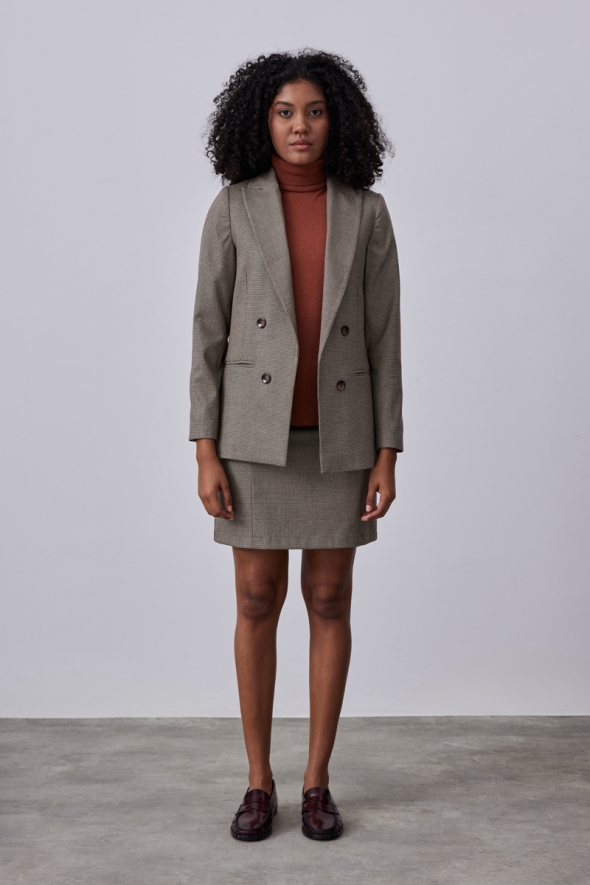 Suede Jacket Skirt Suit Khaki