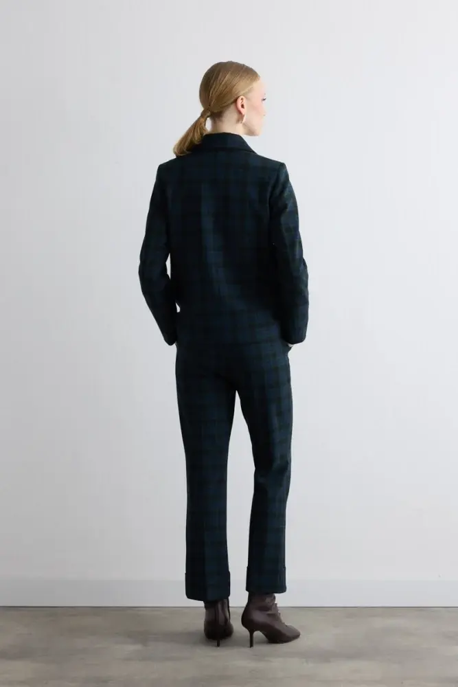 Cepli Ekose Ceket & Duble Paça Pantolon - Lacivert Takım - 2