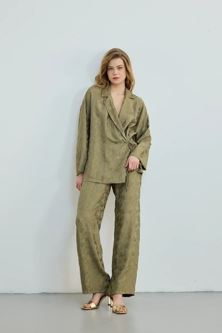 Jakar Desenli Kimono Pantolon - Yeşil - 1