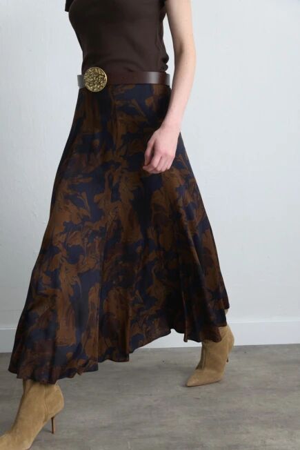 Uzun Saten Etek ve Basic Pamuk Tshirt Kombini - 2