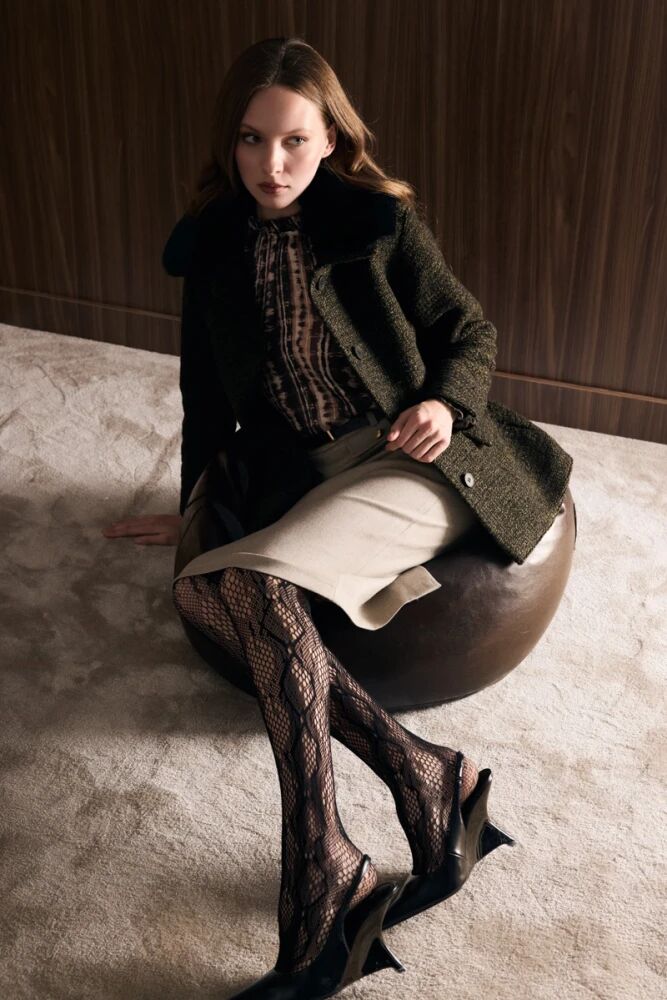 Kürk Yakalı Yün Ceket & Kaşe Kalem Etek Kombini