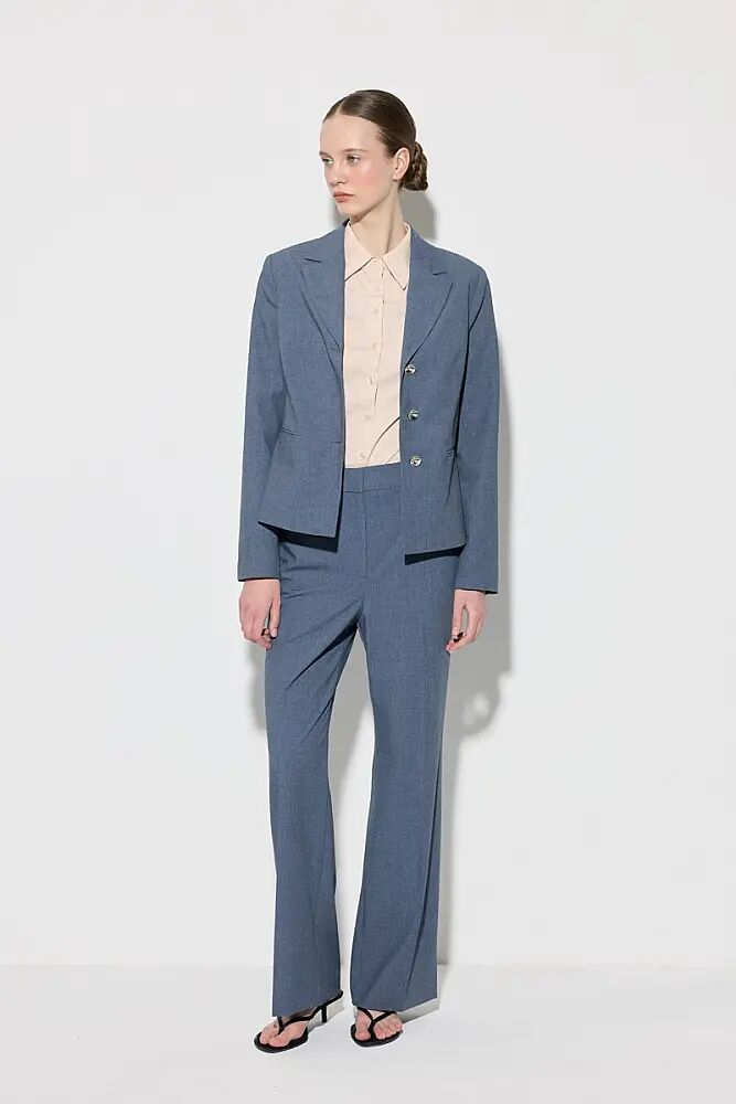 Üç Düğmeli Blazer Ceket & Boru Paça Klasik Kumaş Pantolon Takım - Lacivert