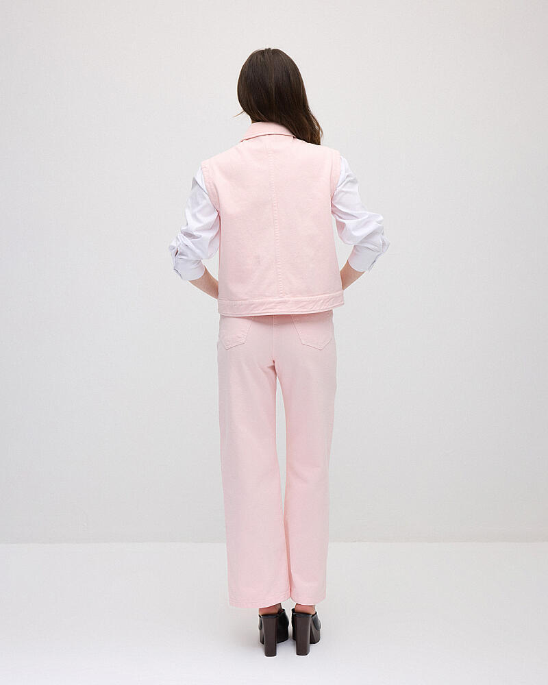 Cepli Yelek & 5 Cepli Boru Paça Denim Pantolon Takım - Pembe - 2