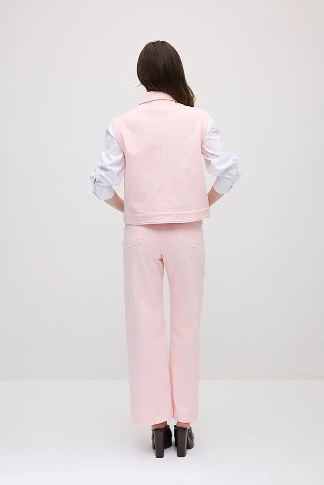 Cepli Yelek & 5 Cepli Boru Paça Denim Pantolon Takım - Pembe - 2