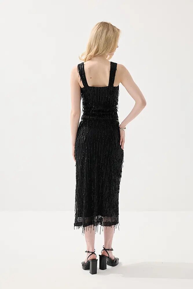 Pul Payet Premium Abiye Atlet Bluz & Midi Etek Takım - Siyah - 2