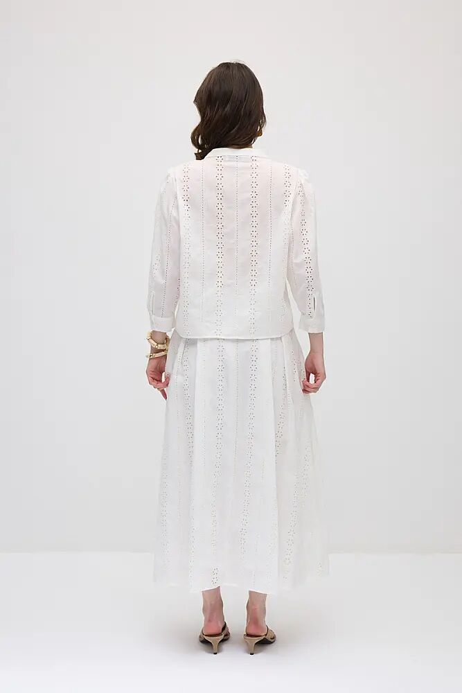 Brode Pamuk Gömlek & Pilikaşeli Koton Etek Takım - Beyaz - 2