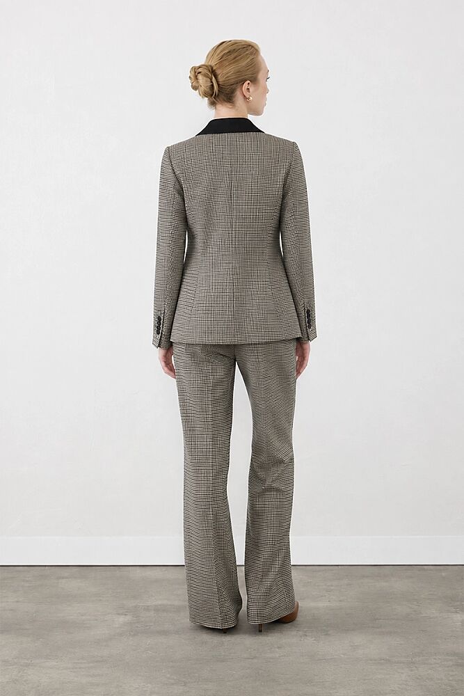 Yakası Garnili Kazayağı Blazer Ceket & Kazayağı Straight Fit Pantolon Takım - Yeşil - 2