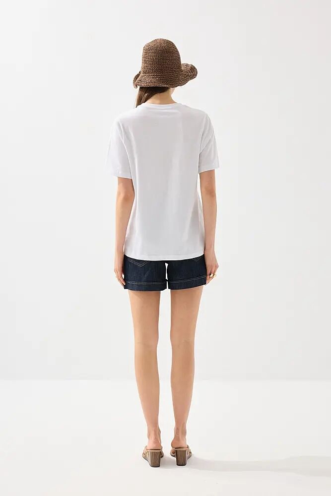 Basklı Pamuk Tshirt & Denim Şort Kombini - 3