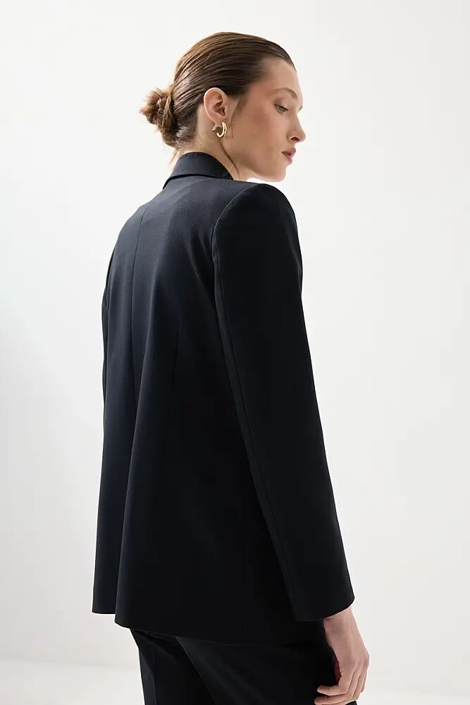 Tek Düğmeli Klasik Ceket & Boru Paça Kumaş Pantolon Takım - Lacivert - 2