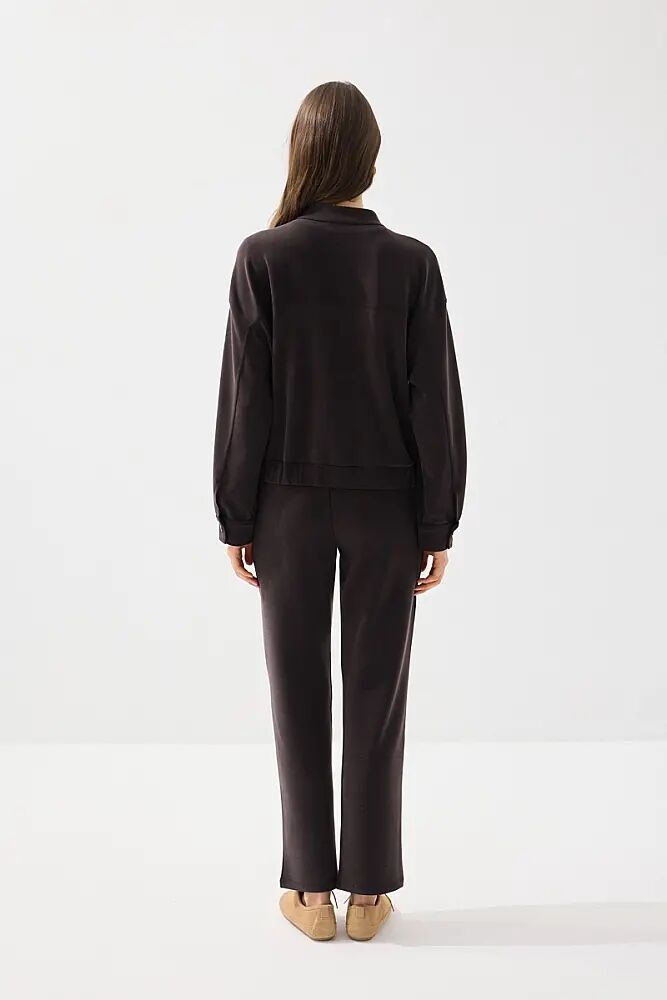 Modal Örme Bomber Ceket & Boru Paça Eşofman Altı - Kahverengi - 2