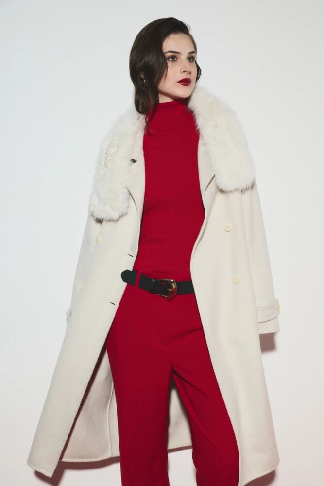 Oversize Yün Kaban & Balıkçı Yaka Triko Kombini