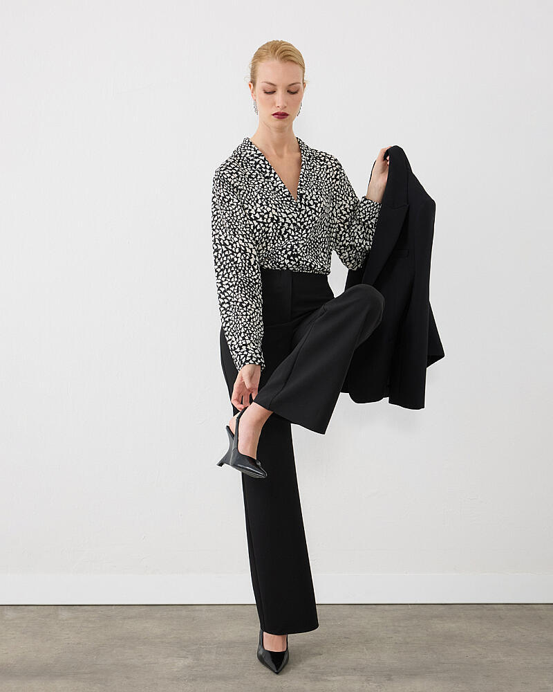 Tek Düğmeli Blazer Ceket & Kumaş Pantolon Takımı - Siyah - 2