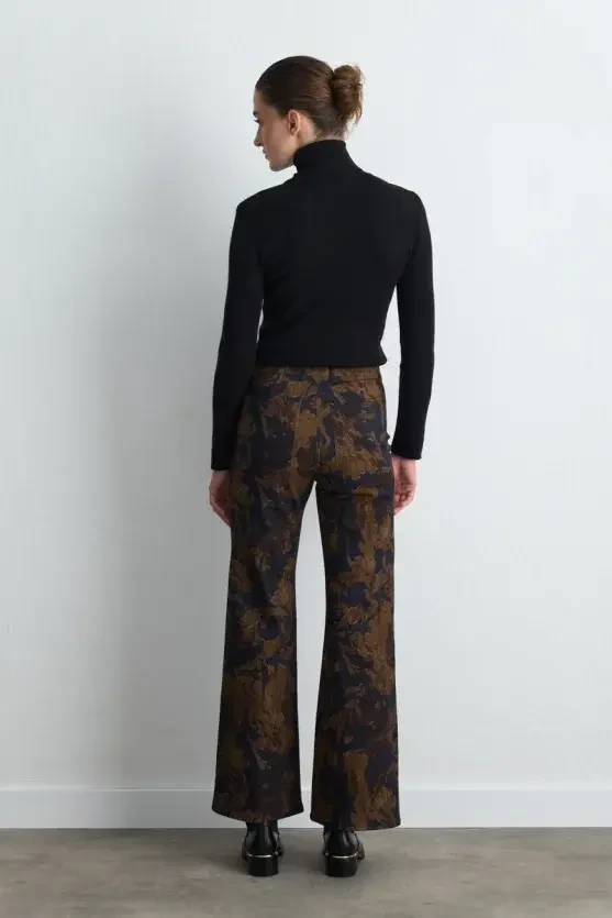 Anka Collection Canvas Straight-Leg Pants - Navy Blue - 6