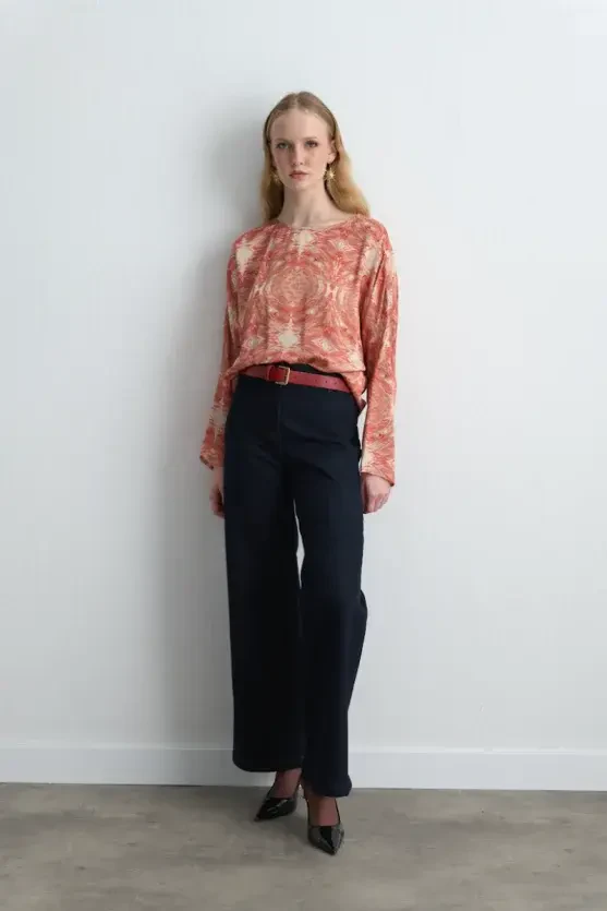 Anka Collection Drawstring Blouse - Pink - 5