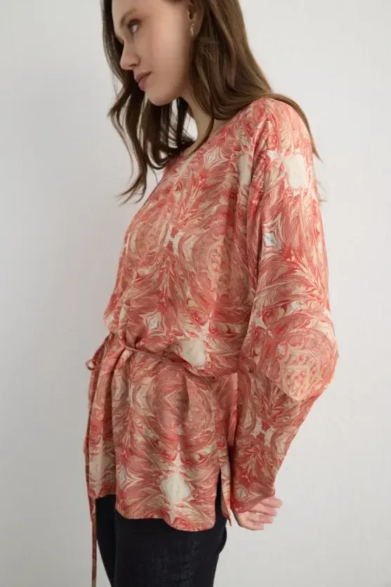 Anka Collection Drawstring Blouse - Pink - 10