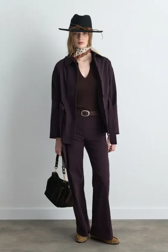 Anka Collection Embroidered Canvas Jacket - Plum - Gusto