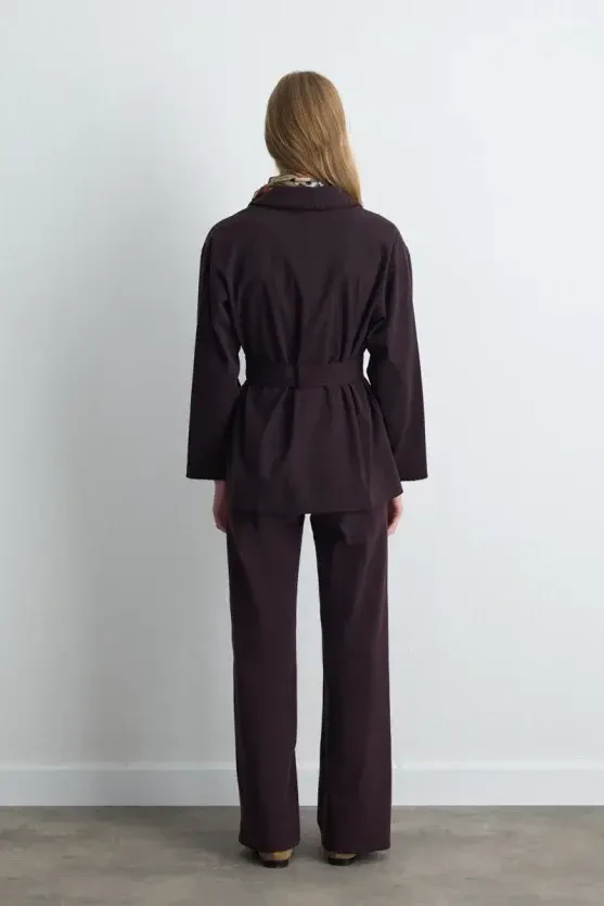 Anka Collection Embroidered Canvas Jacket - Plum - 11