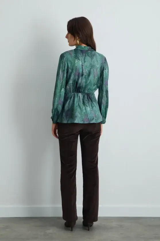 Anka Collection Fitted Viscose Blouse - Green - Gusto