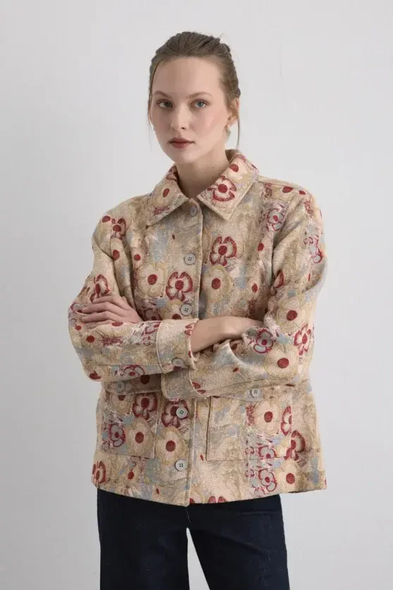 Phoenix Collection Jacquard Jacket - Red - Gusto