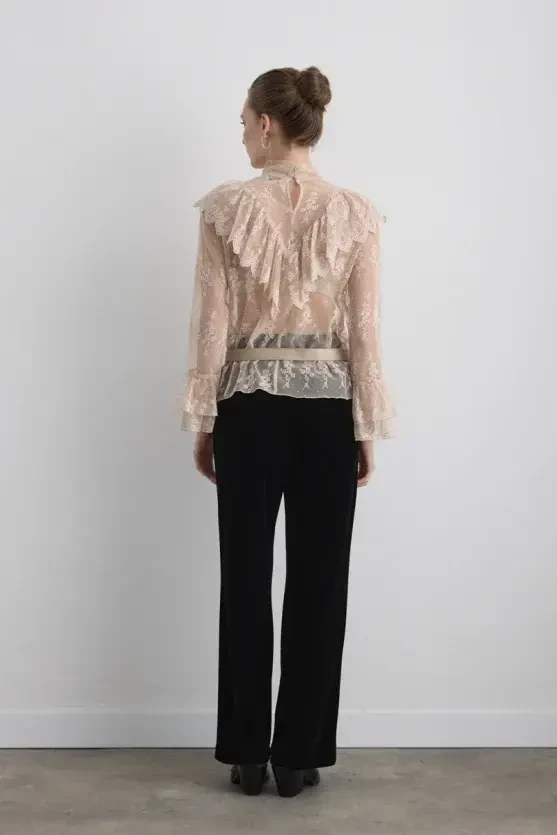 Phoenix Collection Lace Blouse - Beige - 9