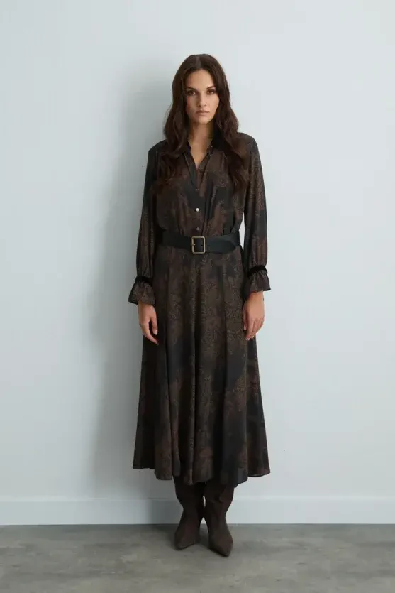 Anka Collection Velvet-Collared Shirt - Brown - Gusto