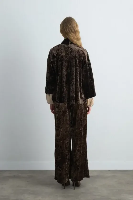 Anka Koleksiyonu Kadife Kimono - Haki - Gusto