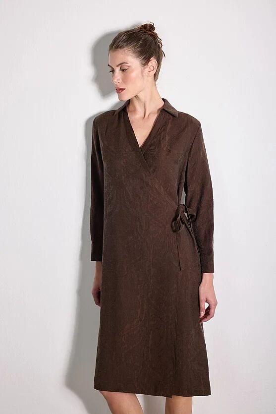 Anvelop Kesim Tencel Elbise - Kahverengi - Gusto