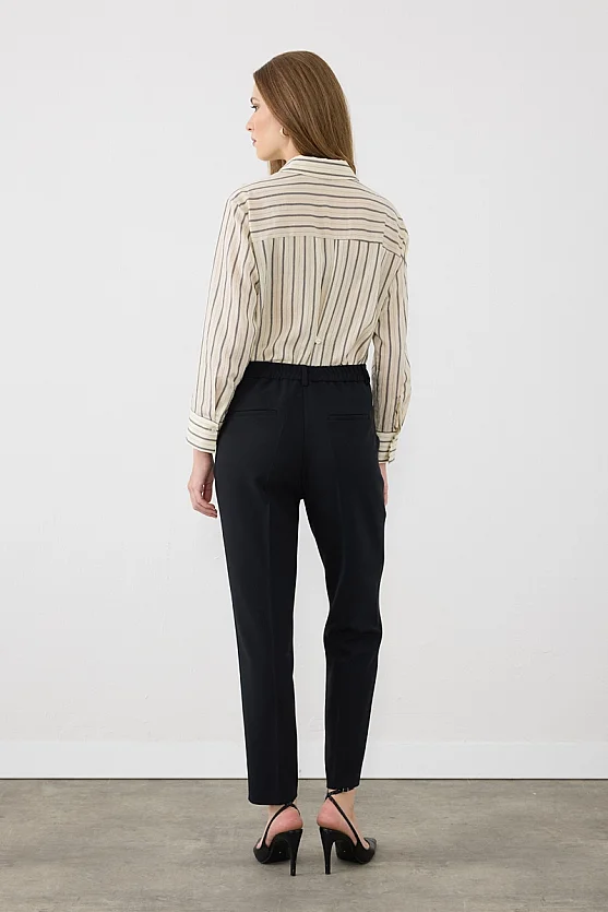 Arka Beli Lastikli Sigaret Pantolon - Siyah - 9