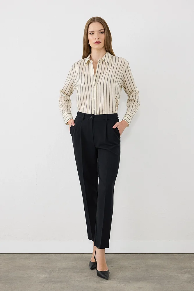 Arka Beli Lastikli Sigaret Pantolon - Siyah Black