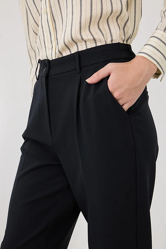 Arka Beli Lastikli Sigaret Pantolon - Siyah - 8