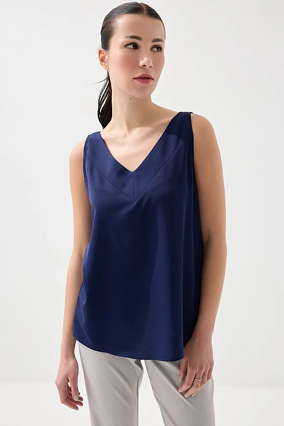 Arkası İp Detaylı Atlet - Lacivert - Gusto