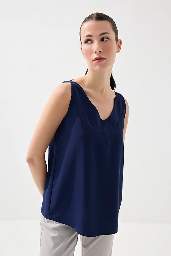 Arkası İp Detaylı Atlet - Lacivert - Gusto