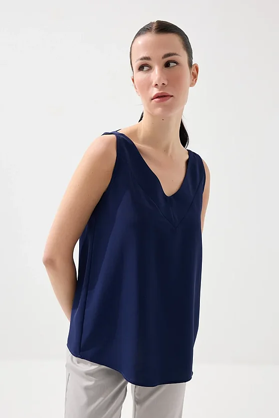 Arkası İp Detaylı Atlet - Lacivert - Gusto