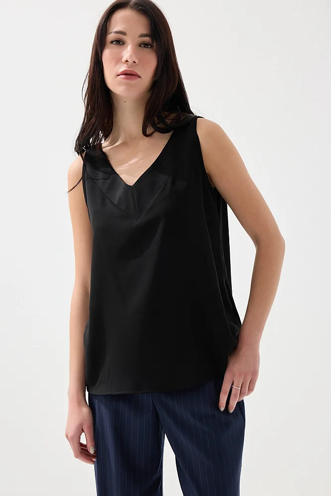 Arkası İp Detaylı Atlet - Siyah Siyah