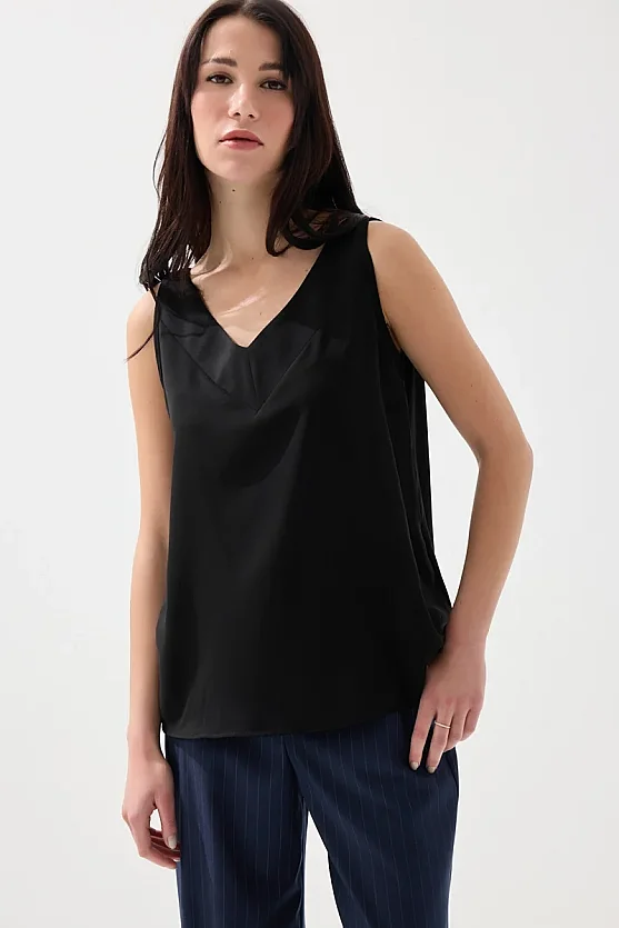 Arkası İp Detaylı Atlet - Siyah - Gusto