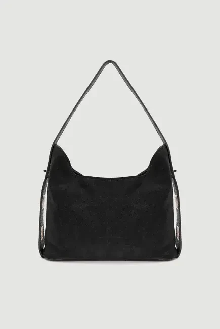 Ayarlanabilir Askılı Süet Çanta - Siyah - Gusto