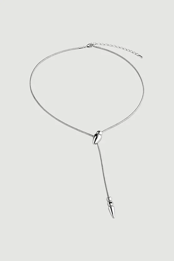 Ayarlanabilir Yılan Zincir Kolye - Gümüş - 1