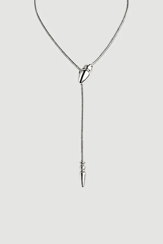 Ayarlanabilir Yılan Zincir Kolye - Gümüş - 2