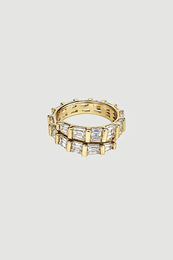 Baget Taşlı Ayarlanabilir Yüzük - Gold - Gusto