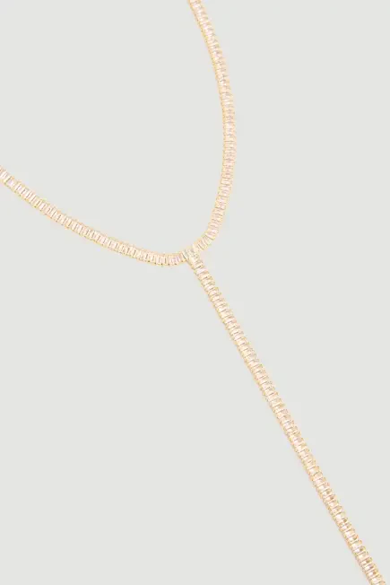Baget Taşlı Su Yolu Kolye - Gold Gold
