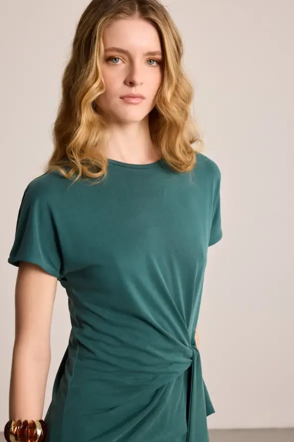 Bağlama Detaylı Modal Bluz - Yeşil - Gusto